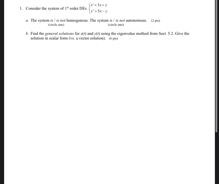 x' = 3x + y 1. Consider the system of 13