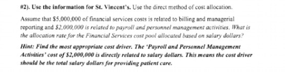 #2). Use the information for St. Vincent's.