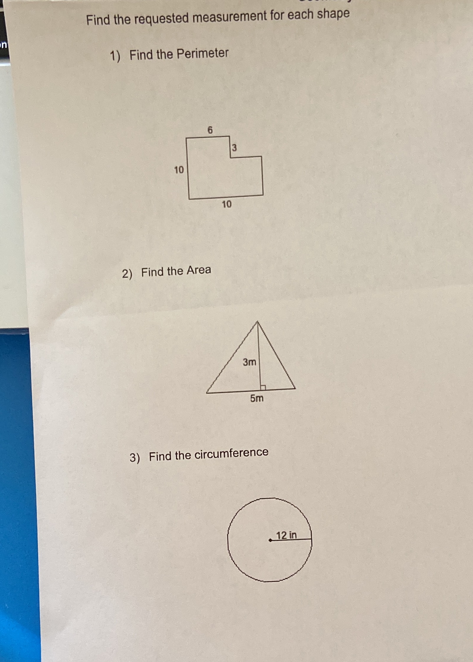 Show work pls! Find the requested measurement for