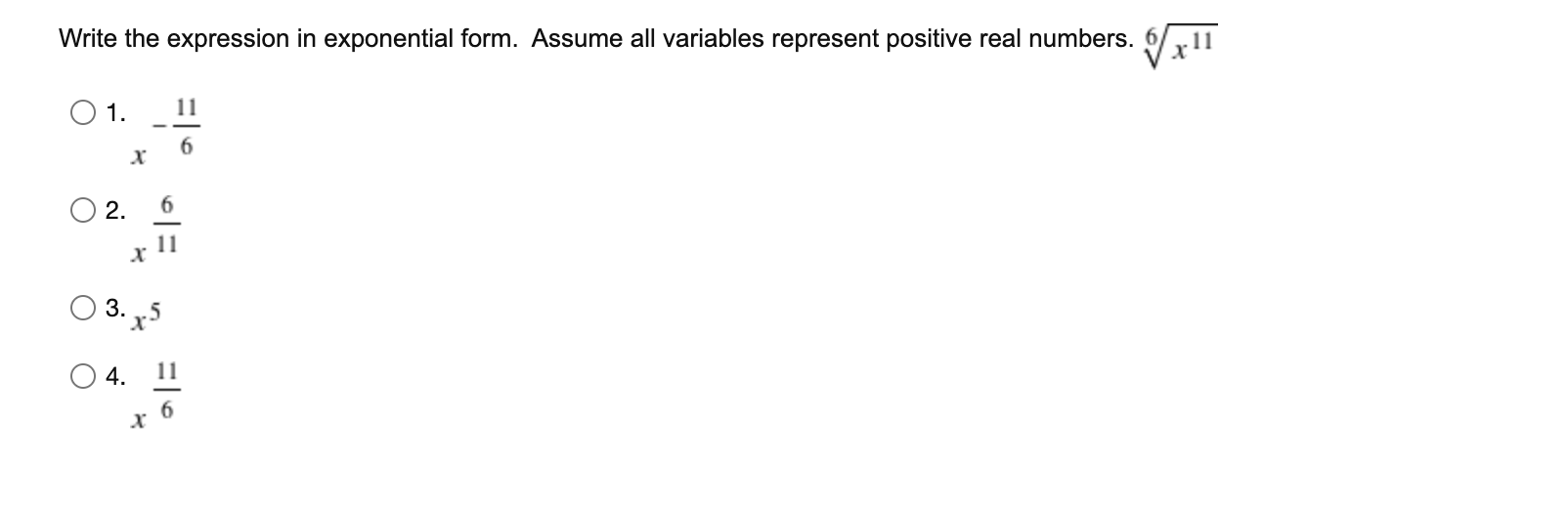 \fWrite the expression in exponential form.