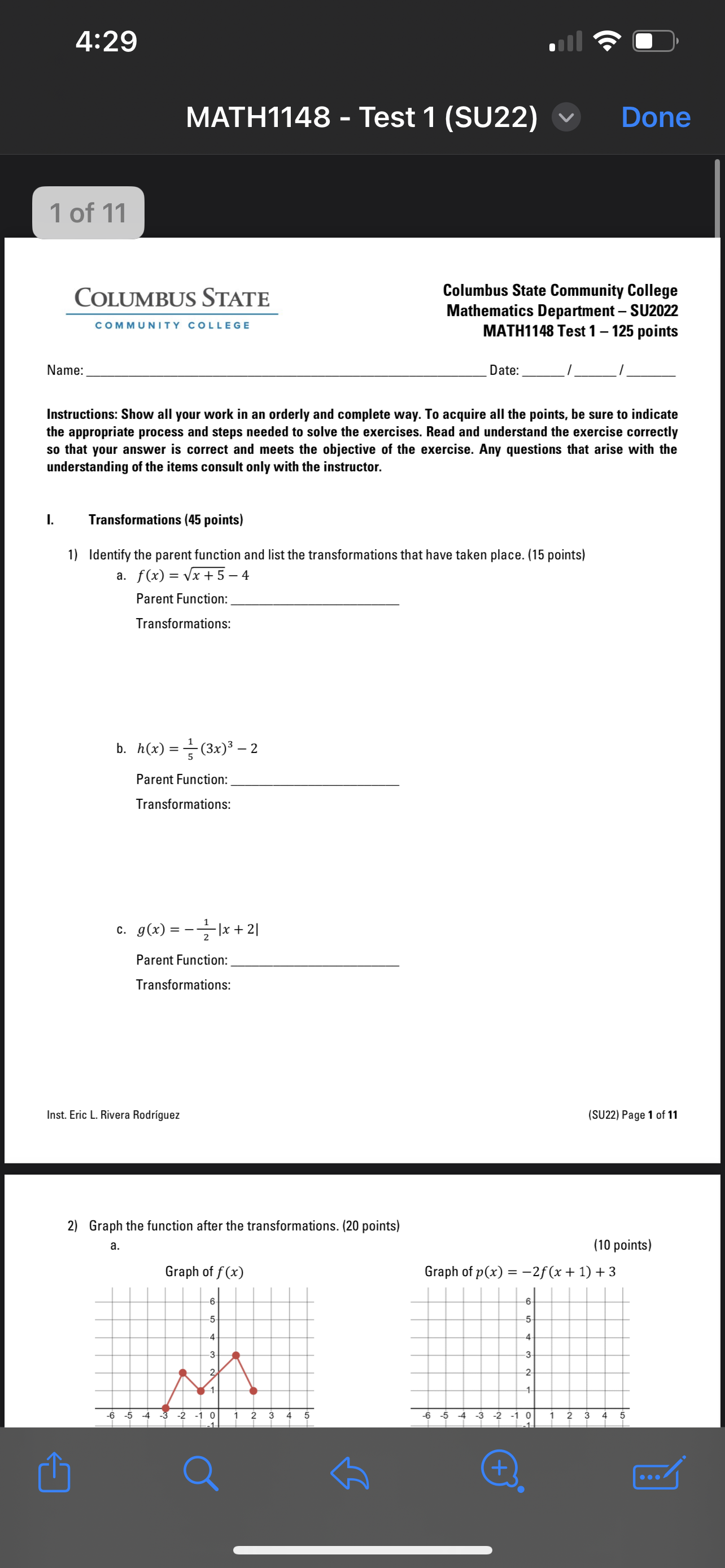 MATH1148 - Test1 (su22) Columbus State Community