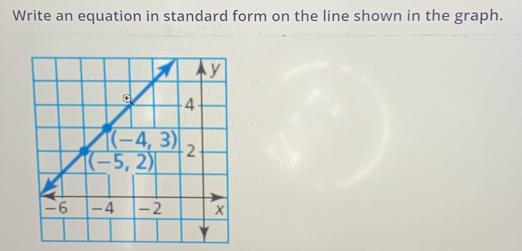 What is the equation in standard form on the line