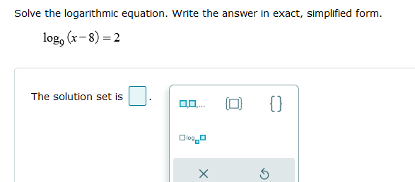 Solve the logarithmic equation. Write the answer