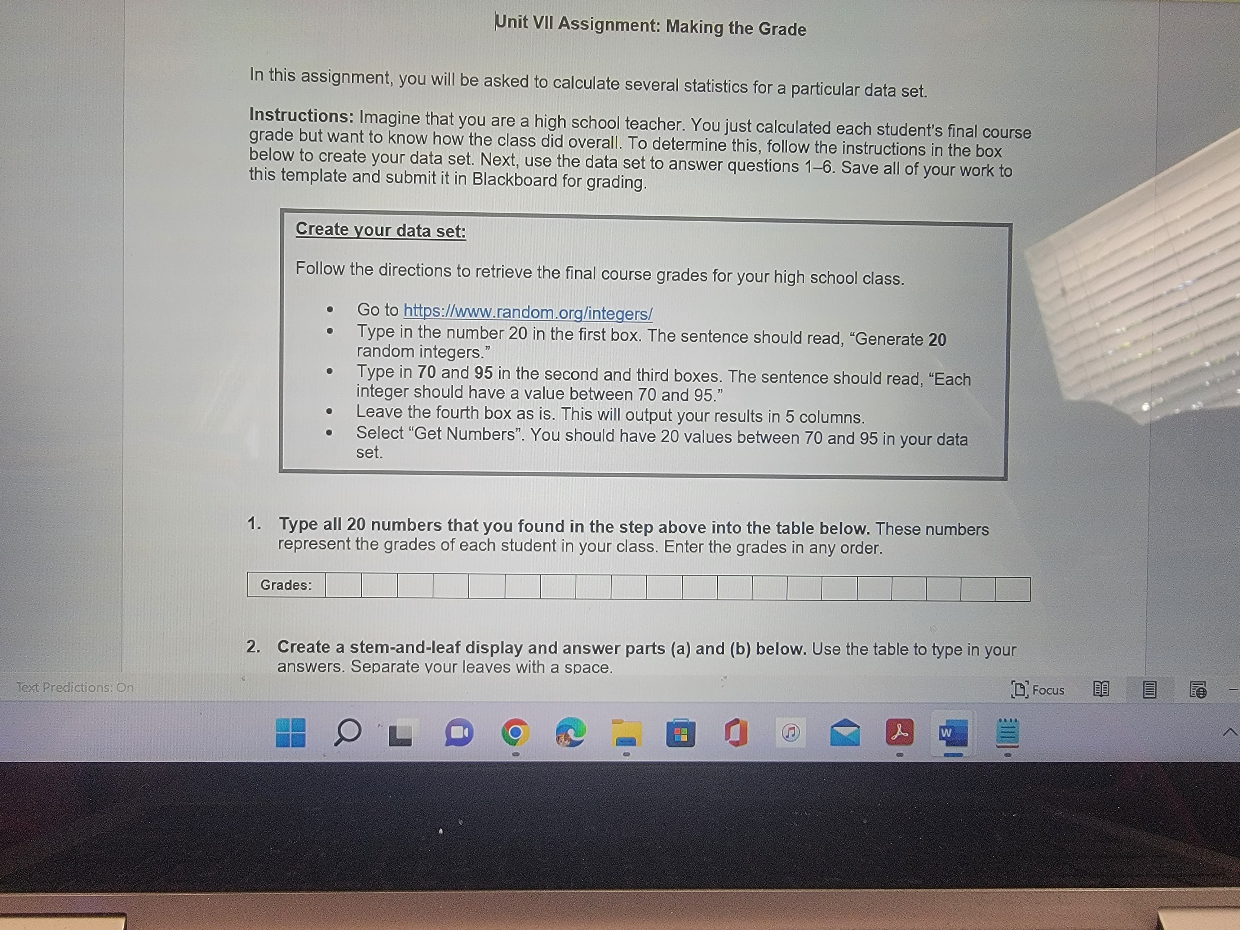 Unit VII Assignment: Making the Grade In this