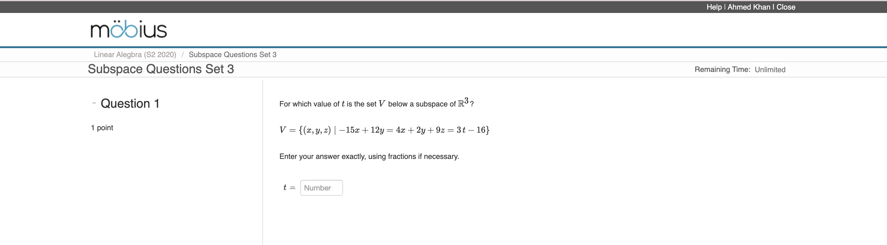meIus LinearAlegbra (82 2020) Subspace Questions