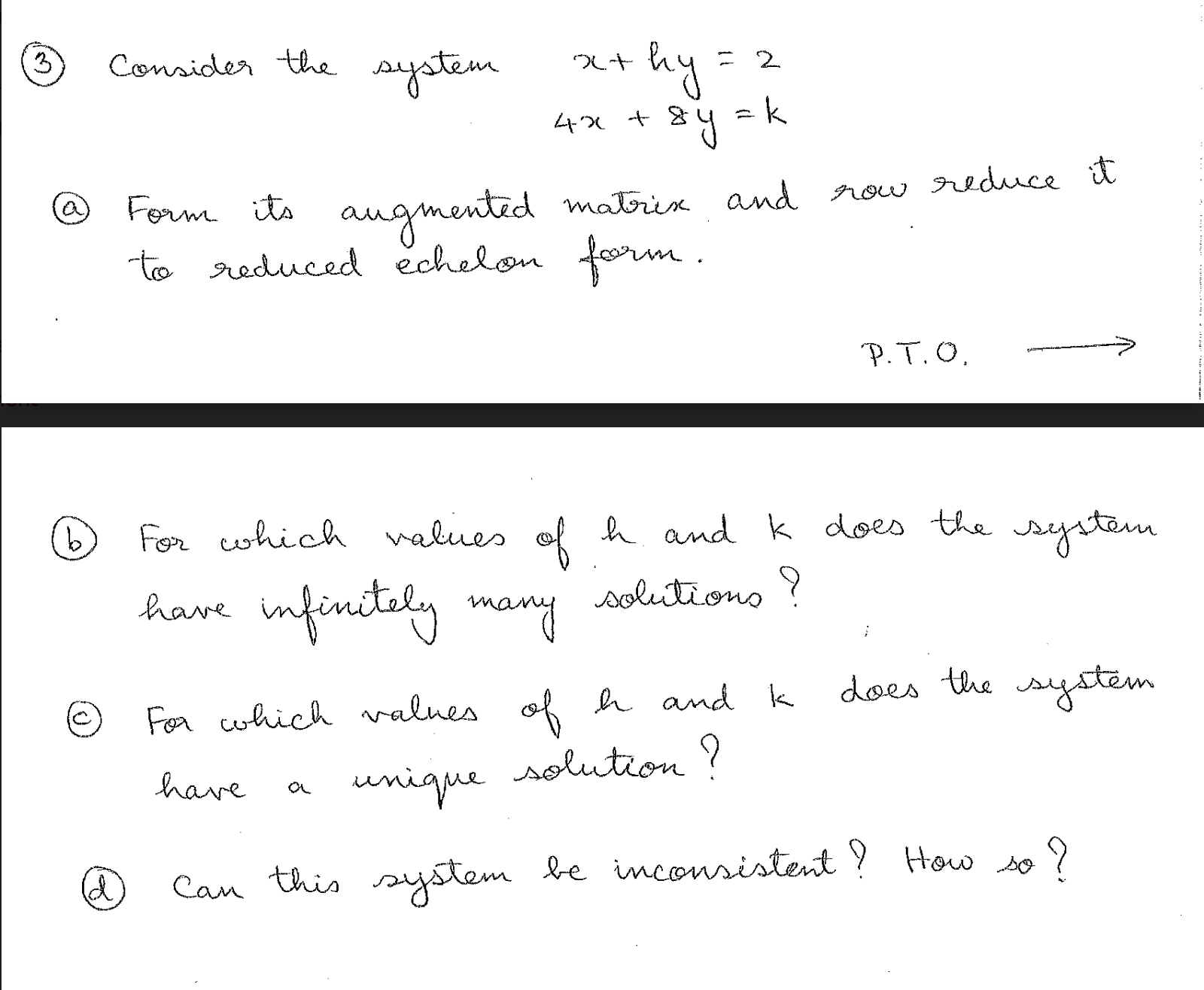 Consider the system at hy = 2 4x + 84 = k a Form