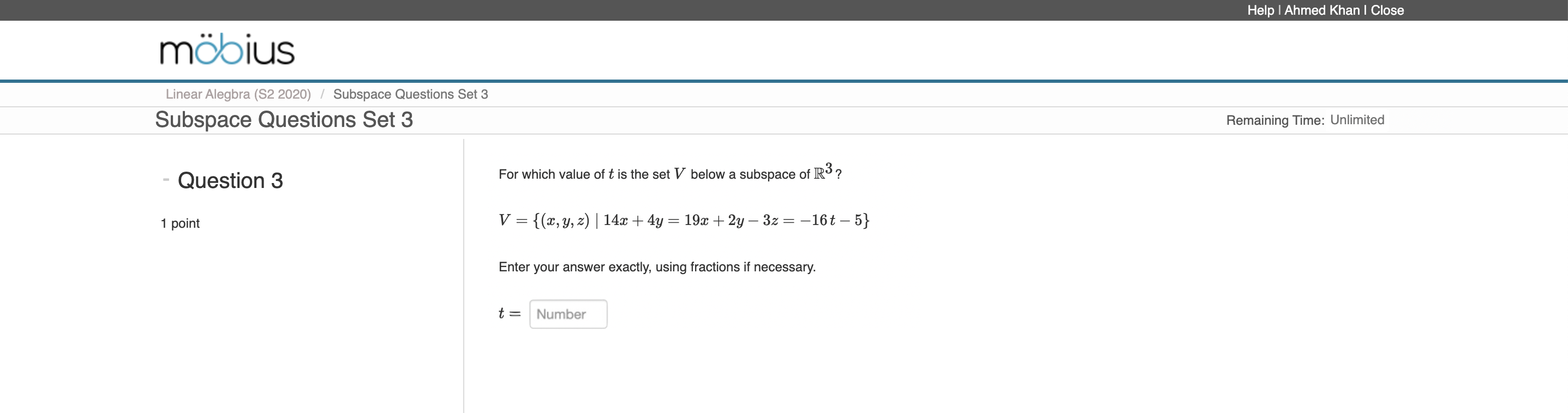 meIus LinearAlegbra (82 2020) Subspace Questions