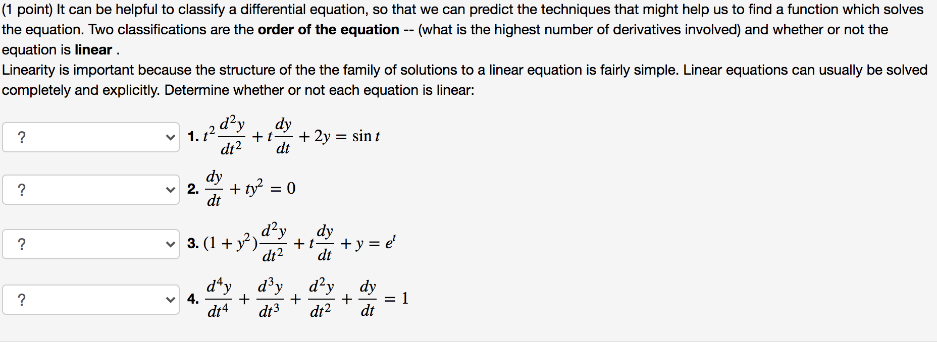 please help with this equation is linear . (1