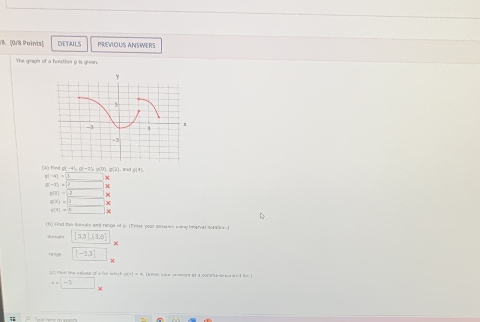 9. [0/8 Points] DETAILS PREVIOUS ANSWERS The