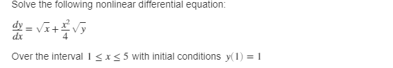 Solve the following nonlinear differential