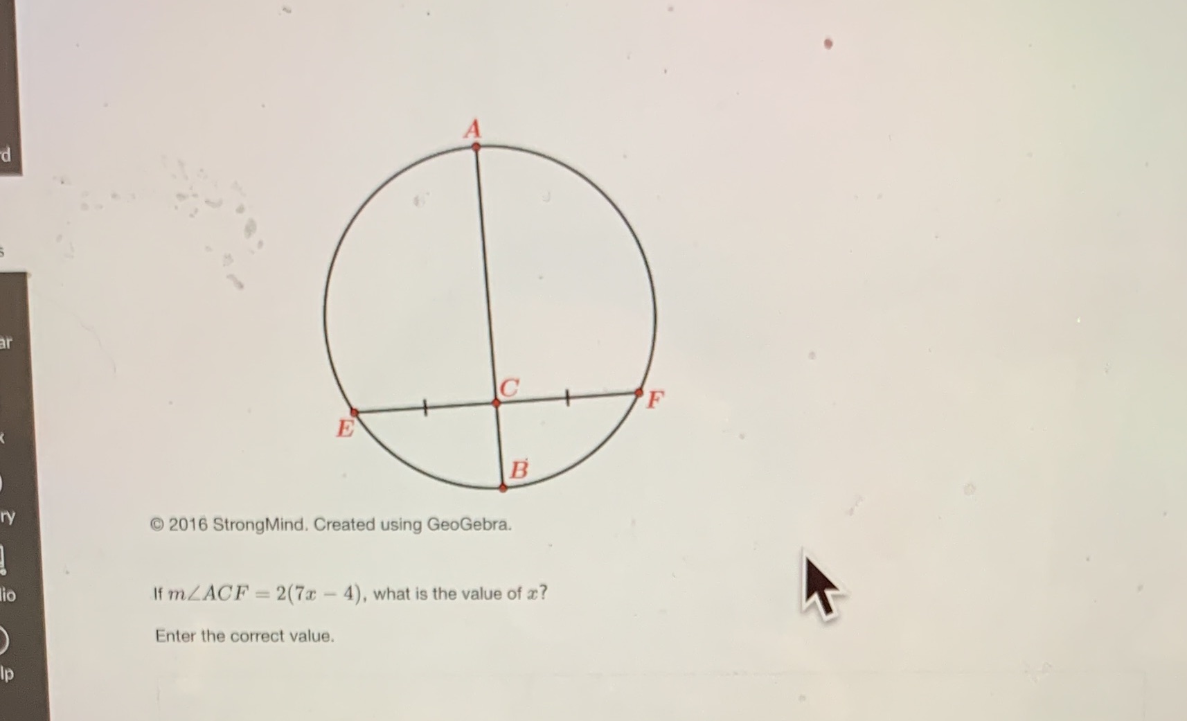 F B 2016 StrongMind. Created using GeoGebra. If