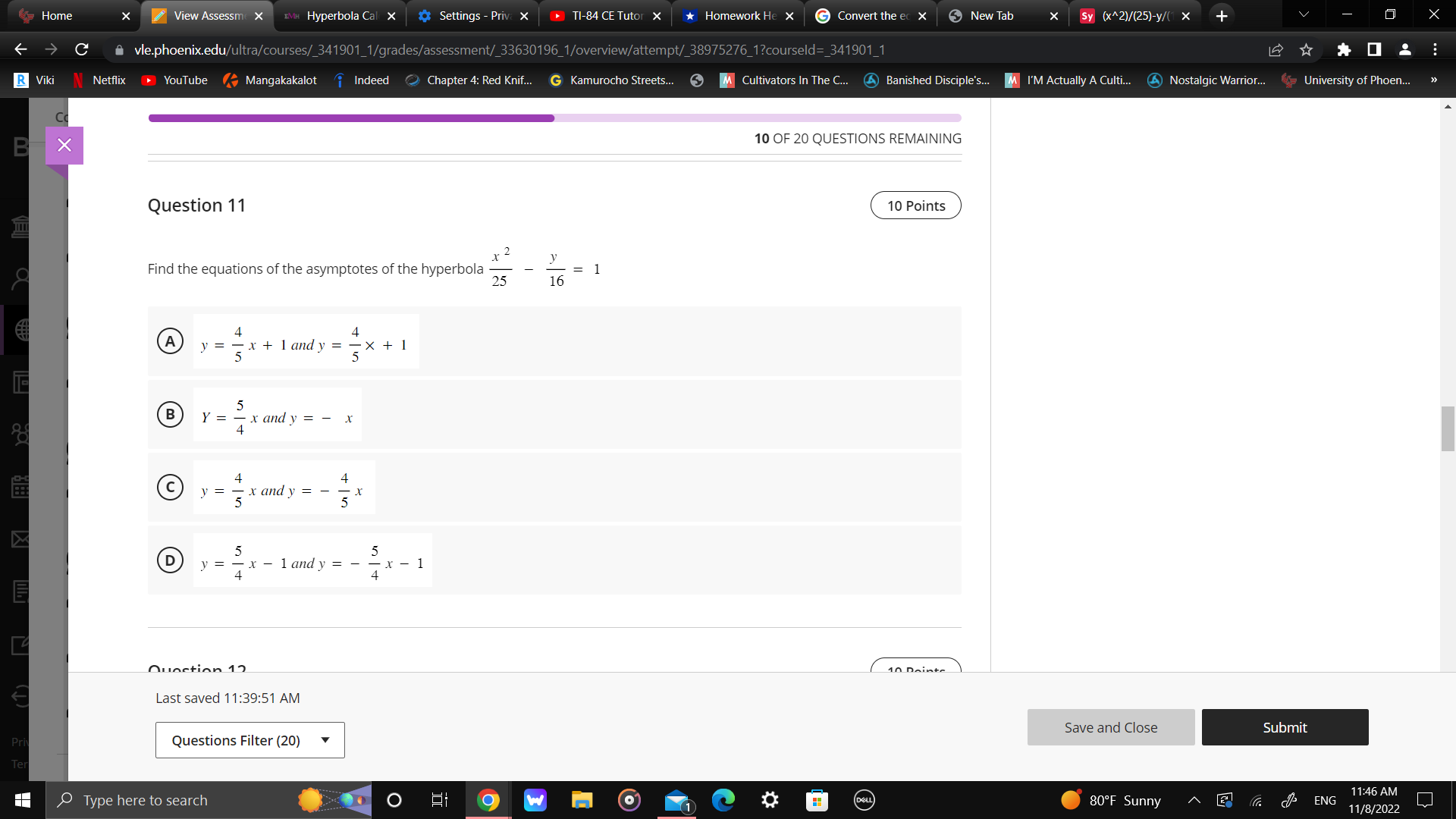 Home X View Assessm X IM Hyperbola Cal X Settings