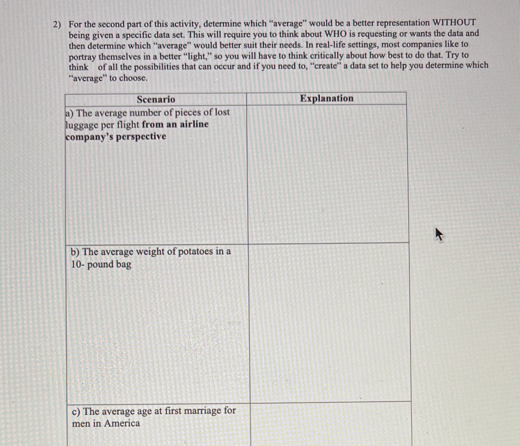 2) For the second part of this activity,