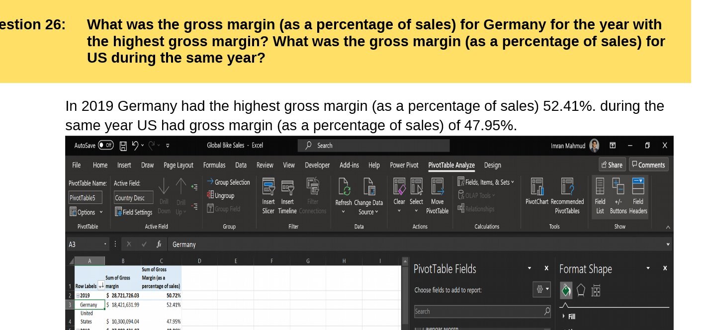 estion 26: What was the gross margin (as a
