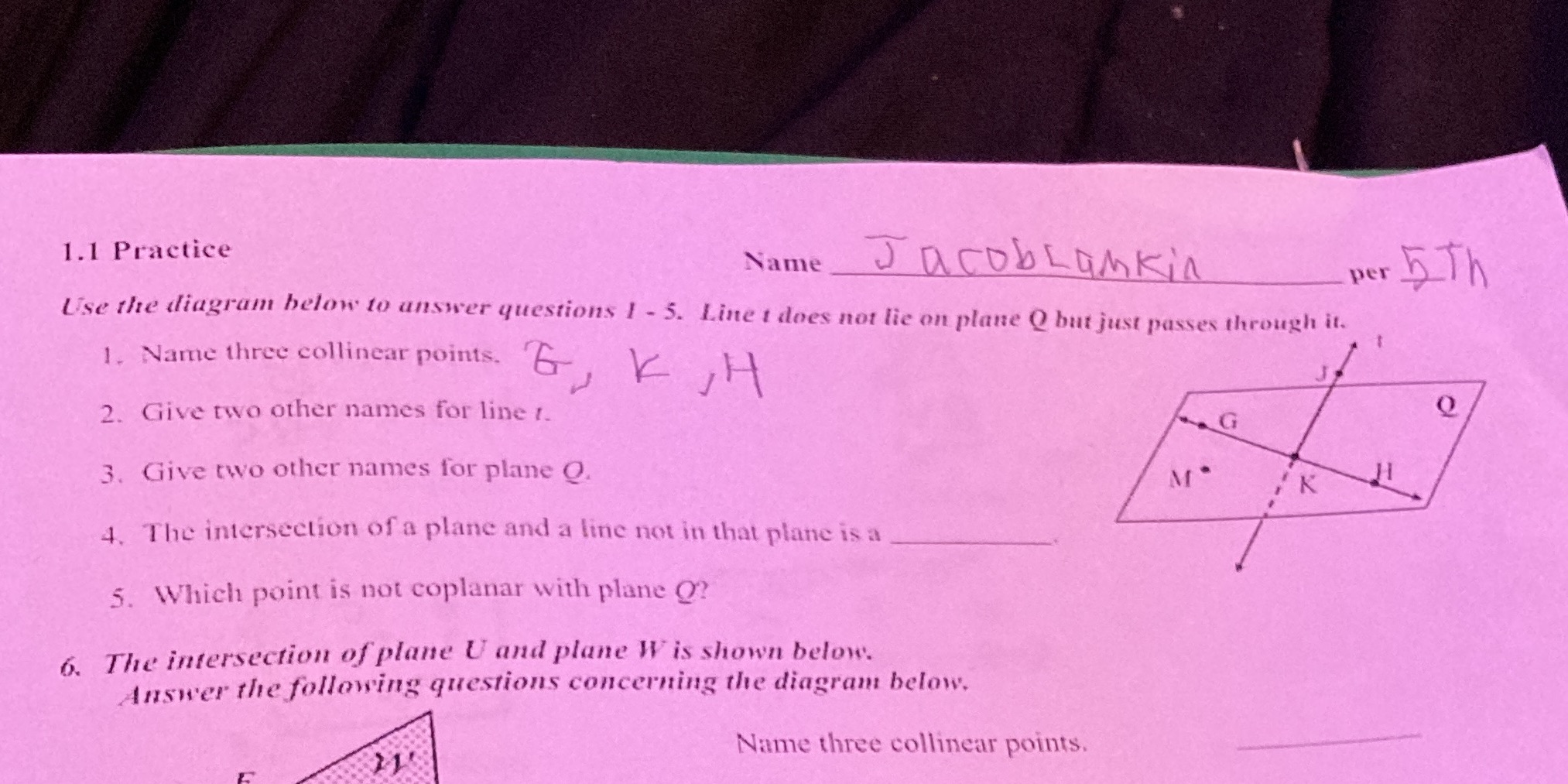 1.1 Practice Name JACOBLAMKin per b Th Use the