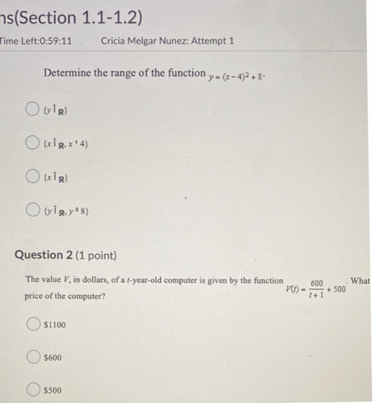 For a test now s(Section 1.1-1.2) Time