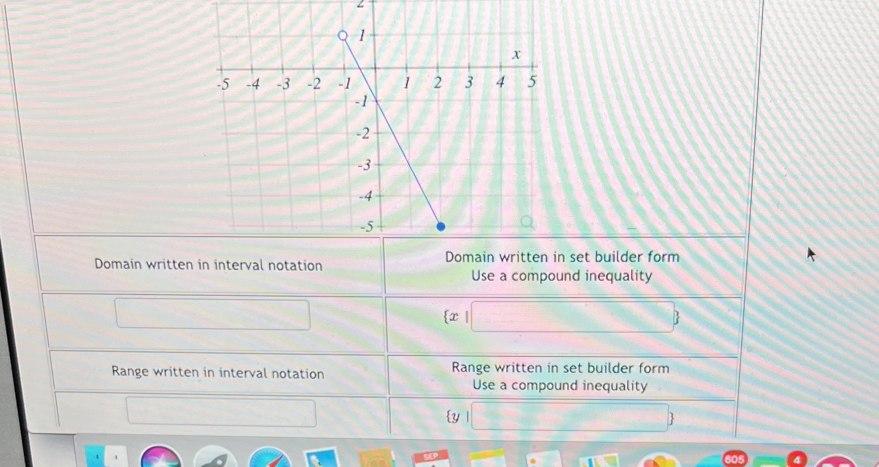 Q 1 -5 -4 -3 -2 -1 3 4 -1 -2 -3 -5 Domain written