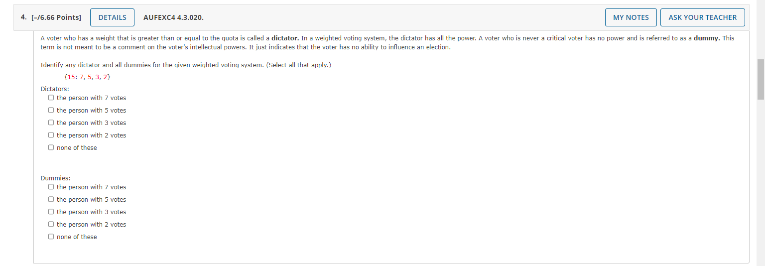 4. [-/6.66 Points] DETAILS AUFEXC4 4.3.020. MY