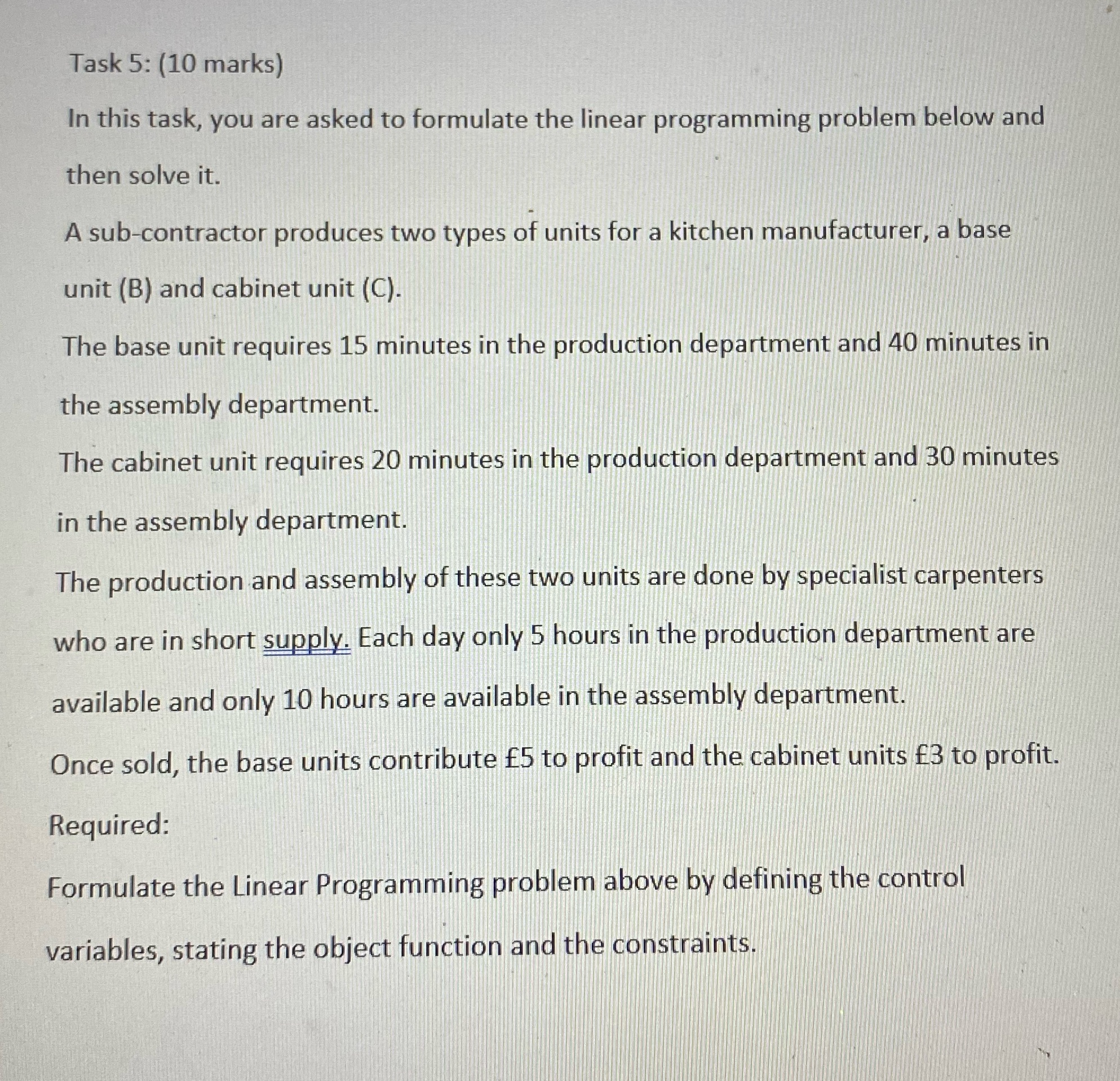 Task 5: (10 marks) In this task, you are asked to