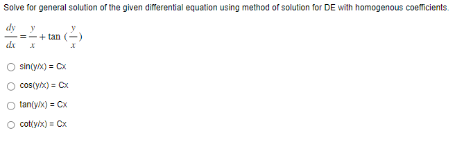 Solve for general solution of the given