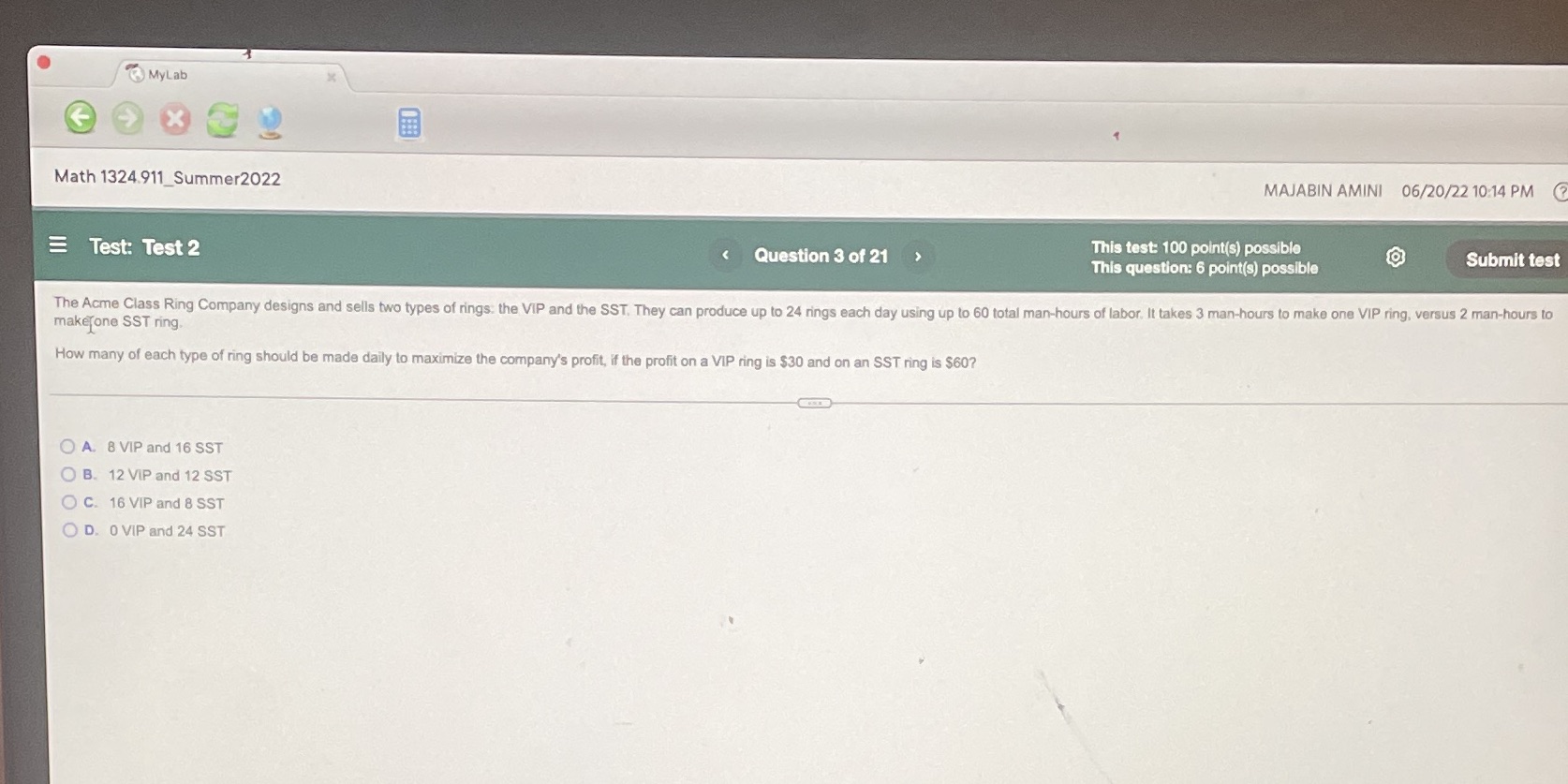 MyLab Math 1324.911_Summer2022 MAJABIN AMINI