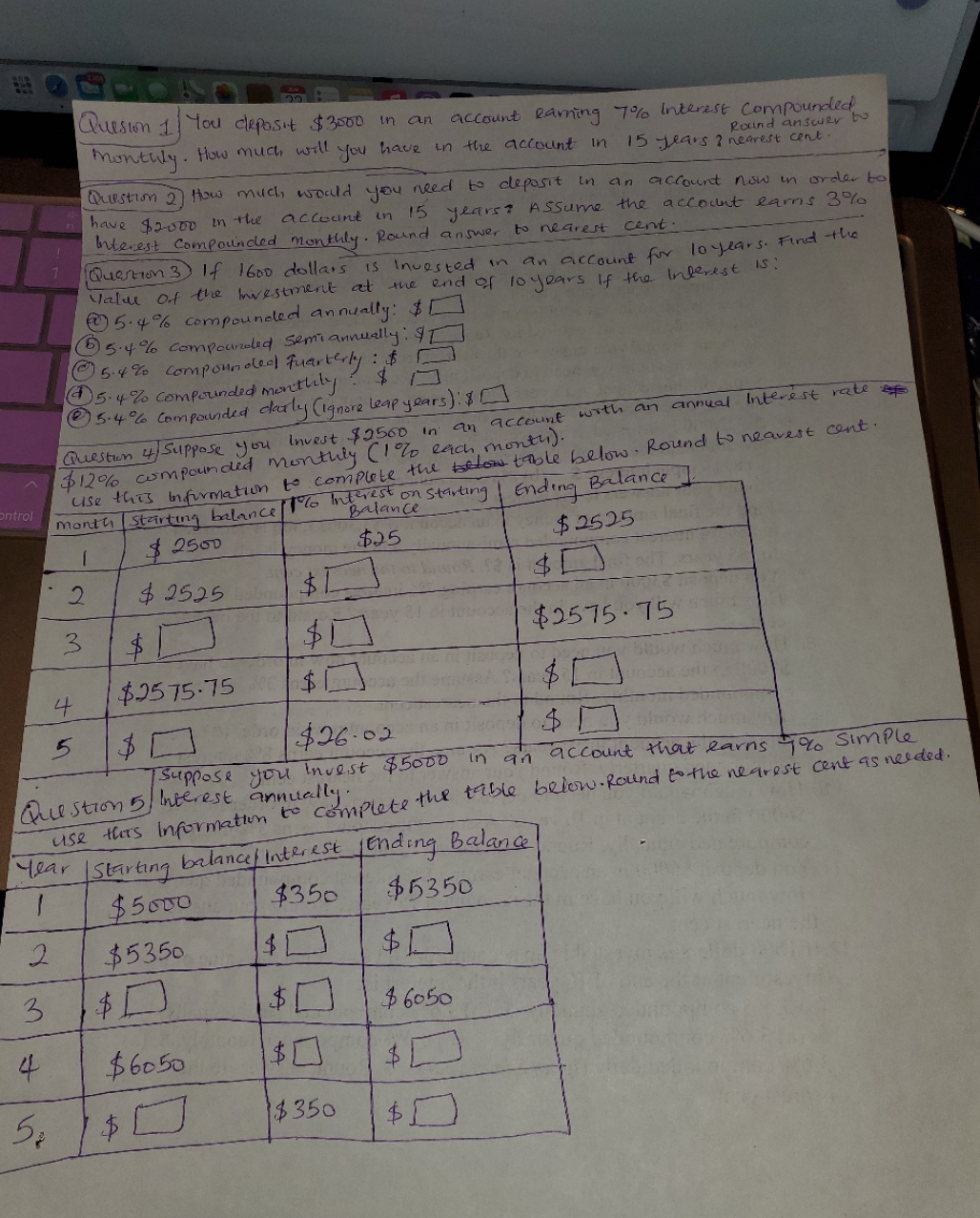 Topic: savings Quesion 1 You deposit $3500 in an