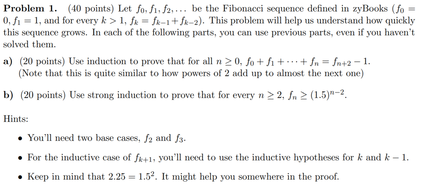 Please provide proof in paragraph form Problem 1.