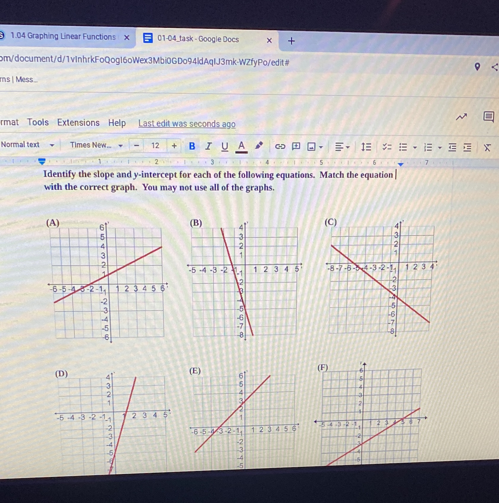 1.04 Graphing Linear Functions x 01-04_task -