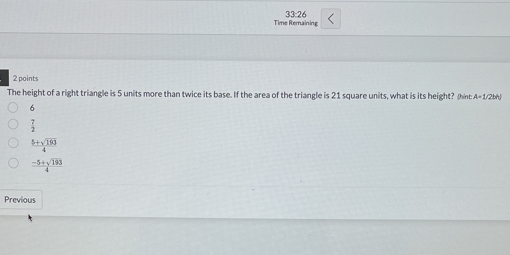 Thank you 33:26 Time Remaining 2 points The