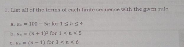 its pre calculus subject. 1. List all of the