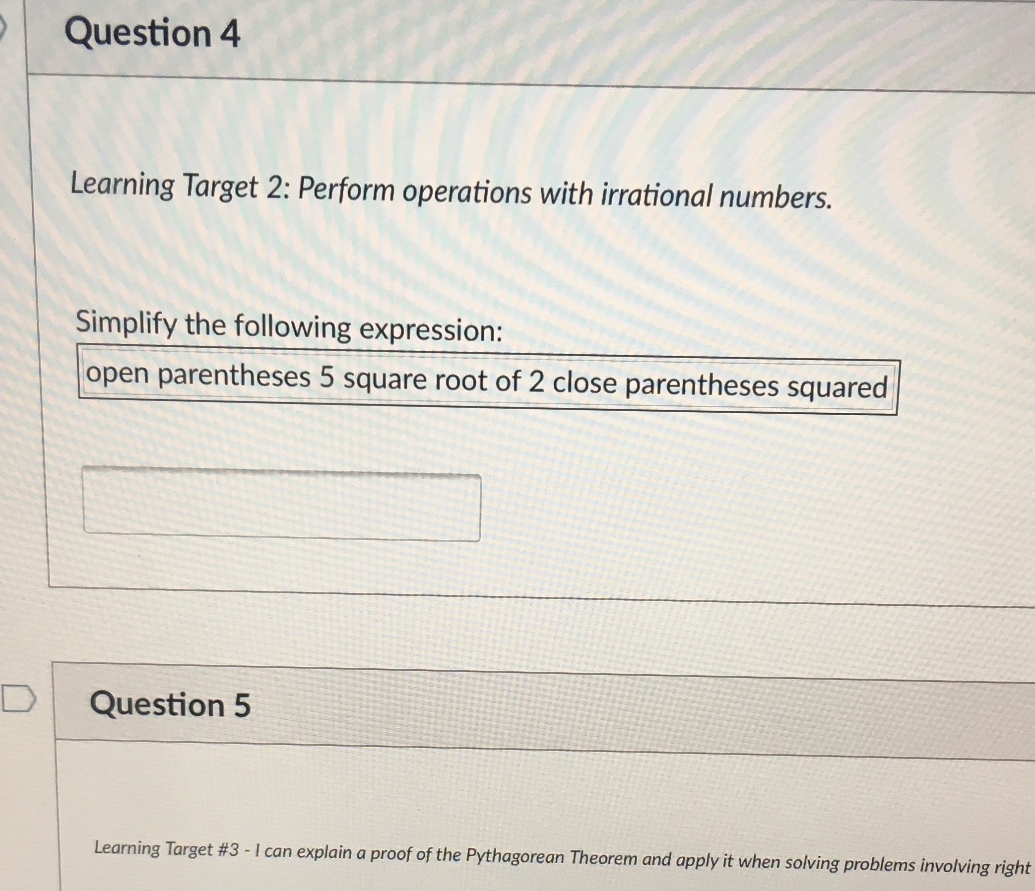 Could anybody help me with this? Question 4