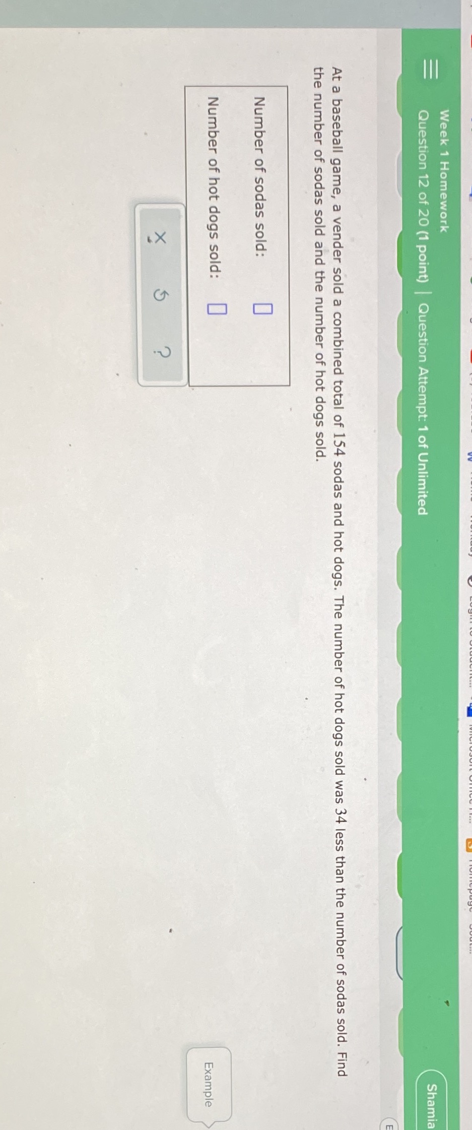 Week 1 Homework Question 12 of 20 (1 point) |