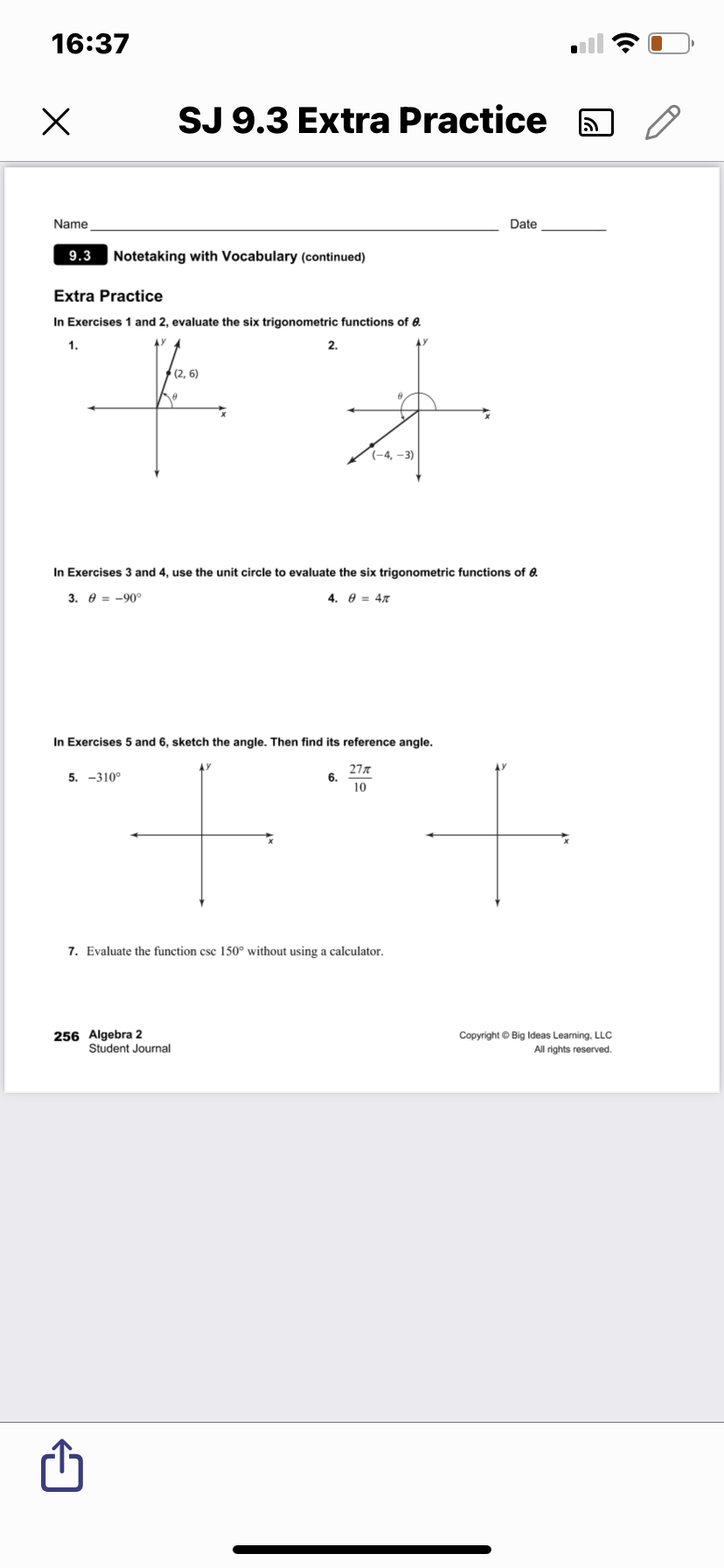 16:37 X SJ 9.2 Extra Practice Name Date 9.2