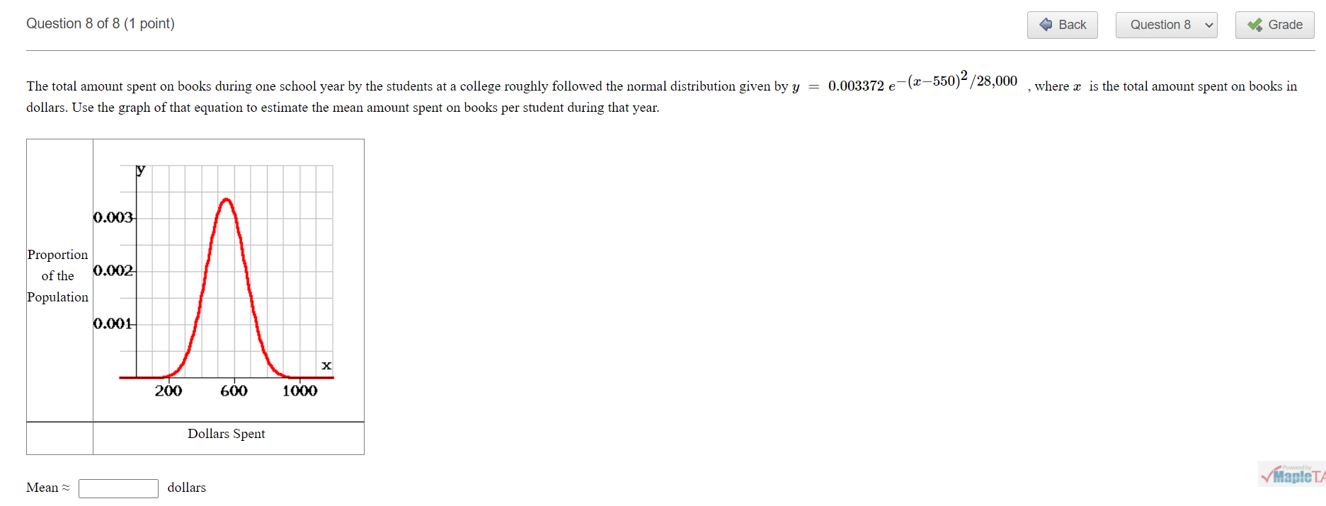 Question 8 of 8 (1 point) 2 The total amount