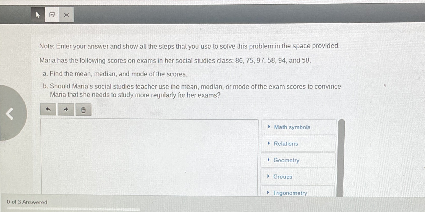 X Note: Enter your answer and show all the steps