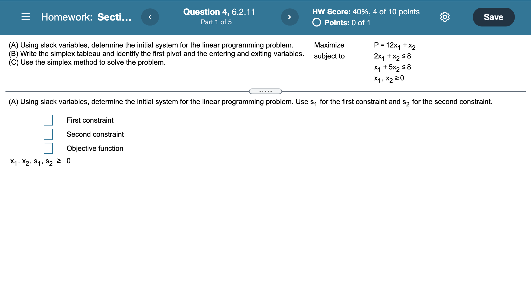 Homework: Secti... Question 4, 6.2.11 HW Score: