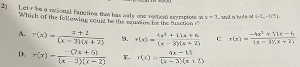 2) Let r be a rational function that has only one