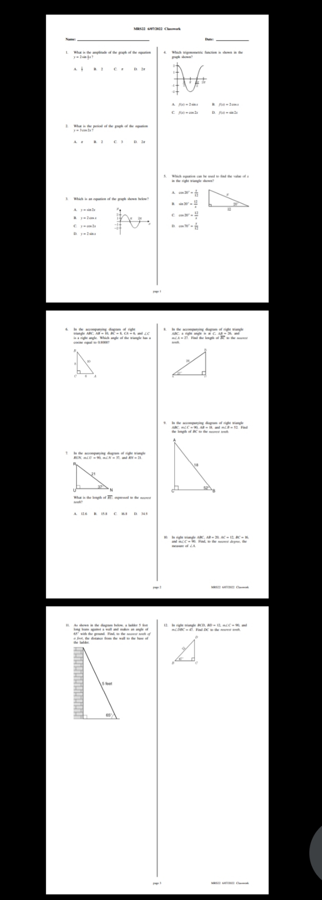 is about algebra MRS32 407/2832 Classwork What is