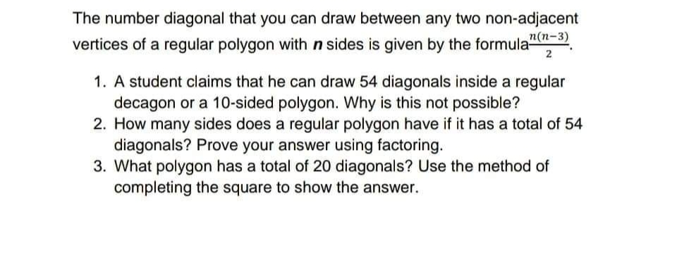 Answer the following show the complete solution