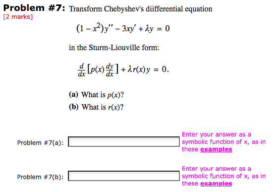 Problem #7: Transform Chebyshev's
