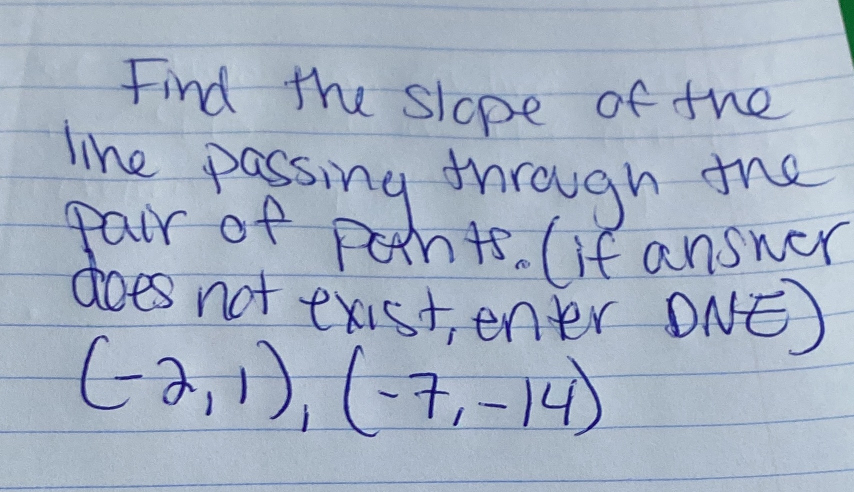 Find the slope of the line passing through the