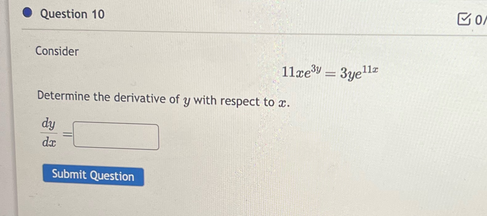 Question 10 GO Consider 11xe39 - 3vellc Determine