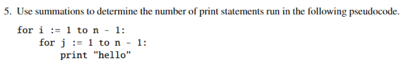 5. Use summations to determine the number of