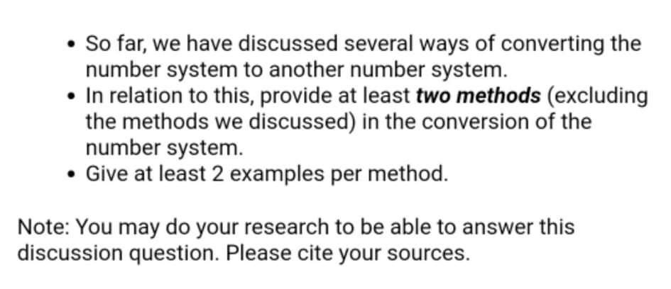 - So far. we have discussed several ways of