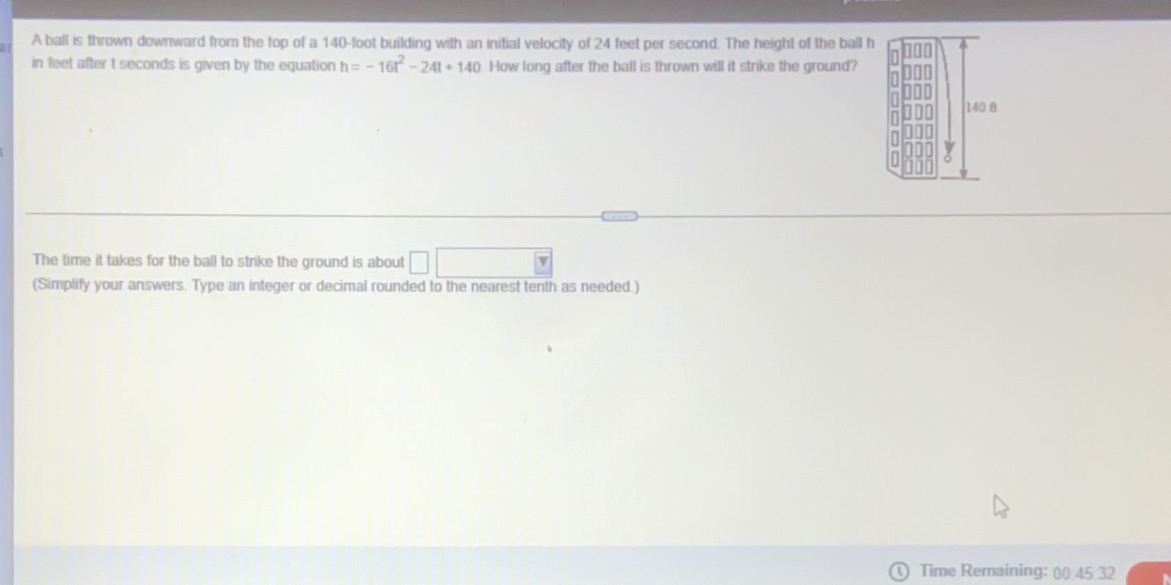 A ball is thrown downward from the top of a