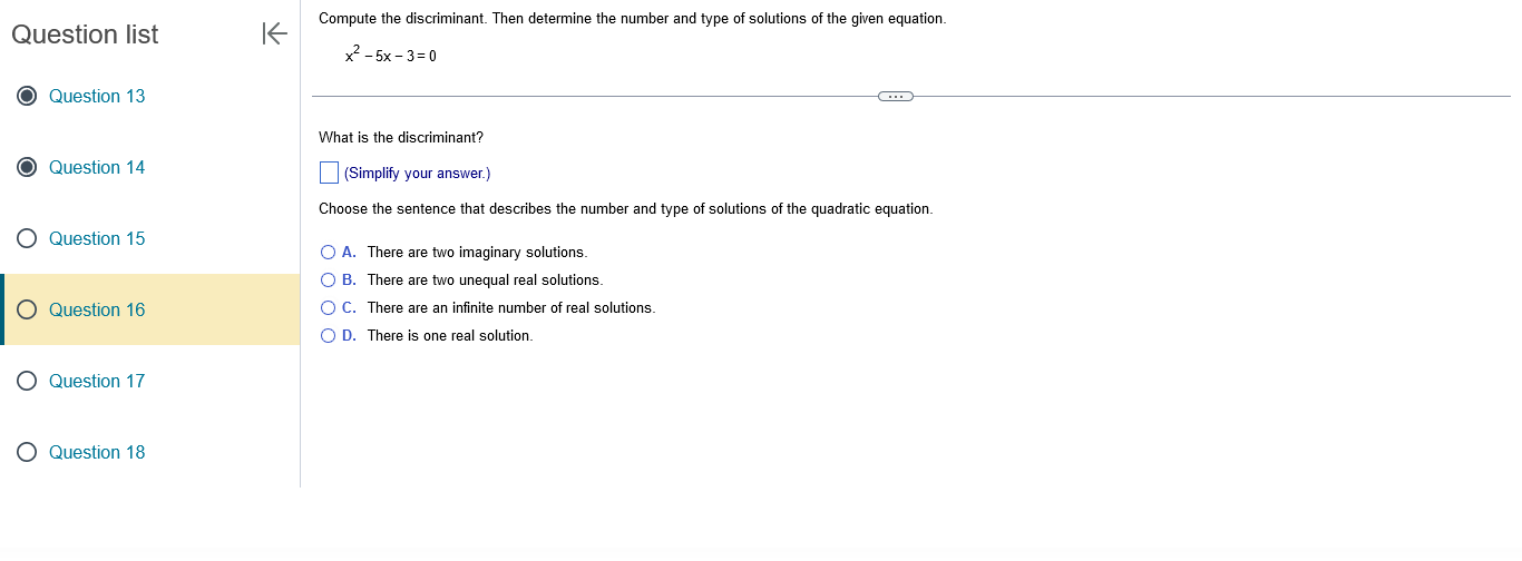 Compute the discriminant. Then determine the