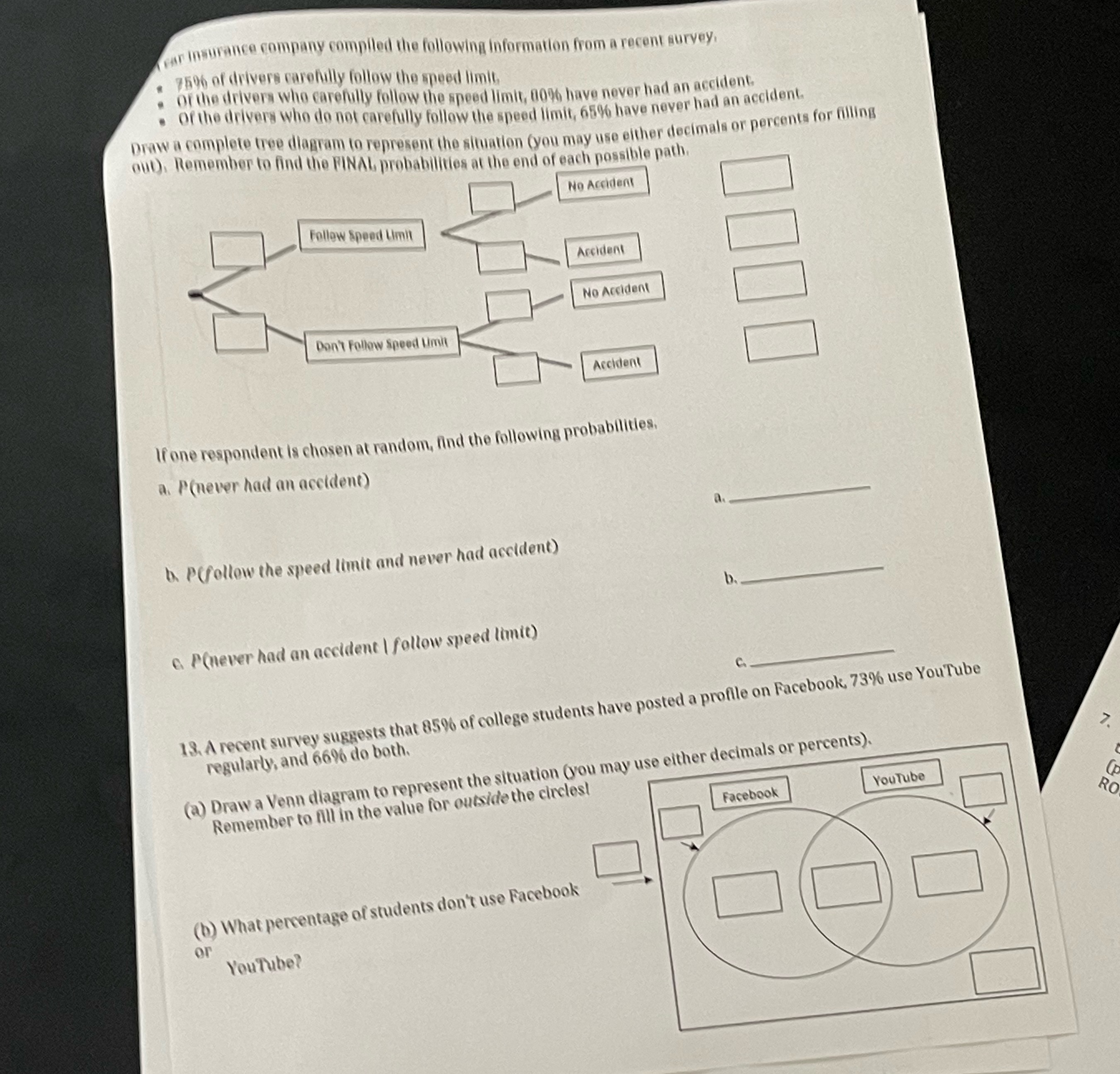 Help ear insurance company compiled the following