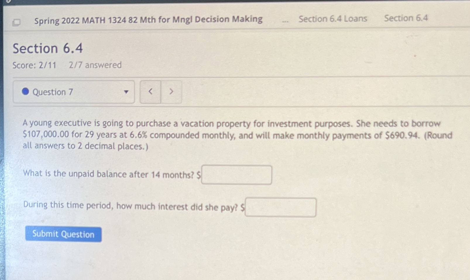Spring 2022 MATH 1324 82 Mth for Mngl Decision