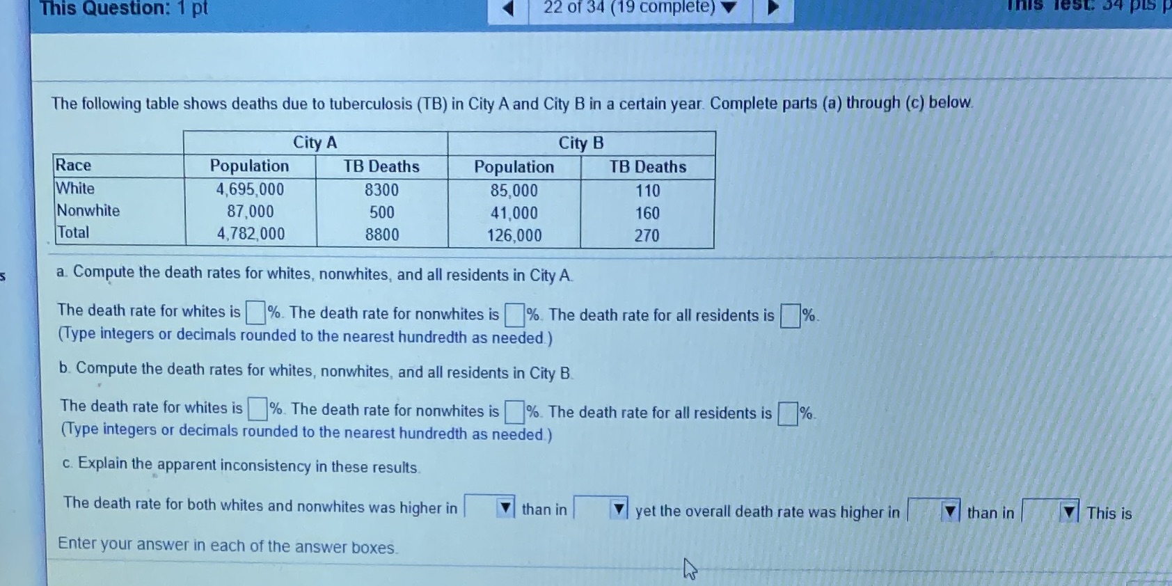 This Question: 1 pt 22 of 34 (19 complete) Inis