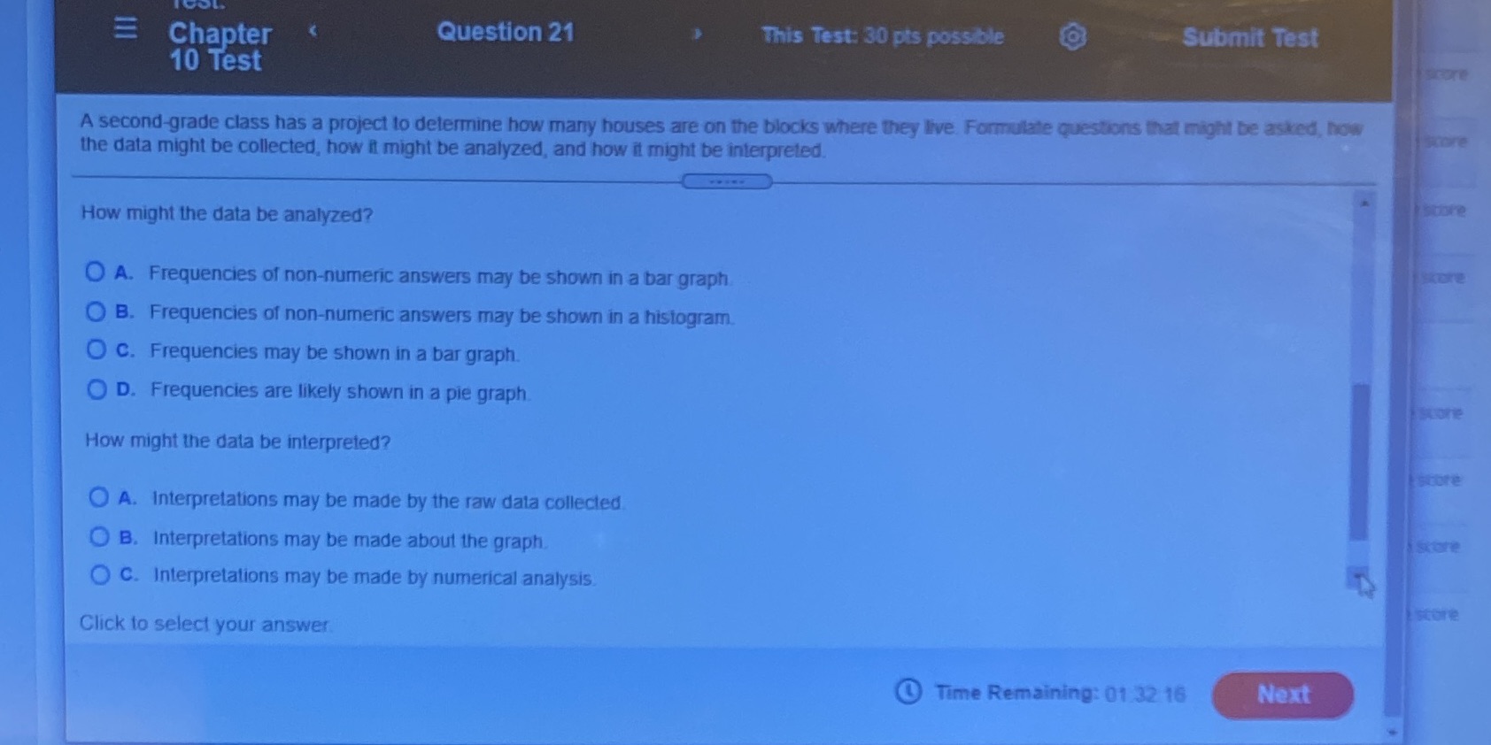 E Chapter Question 21 This Test: 30 pts possible